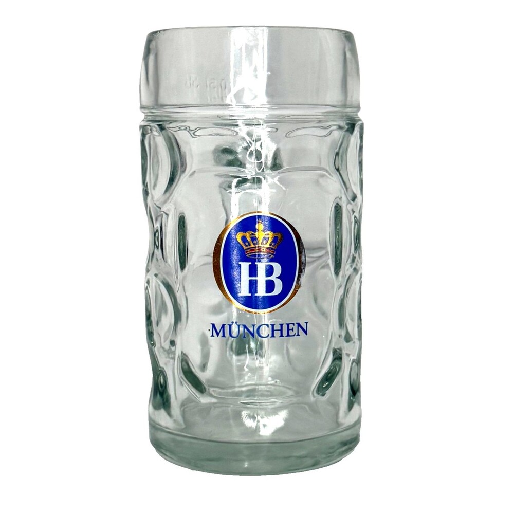 Hofbrau Munchen HB 0.5L Glass Beer Stein Mug Germany Oktoberfest